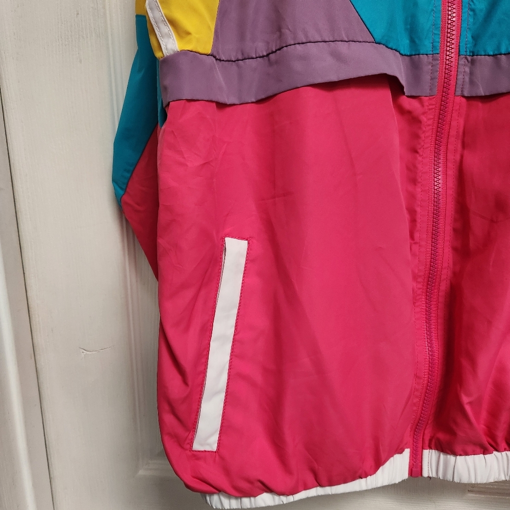 Funny Guy Retro 1980 Zip up Windbreaker. Colorblock With Zipper Pockets M - Picture 3 of 11